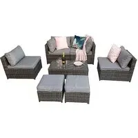 Cordoba Modular Lounge Sofa Set - Grey, Rattan Weave