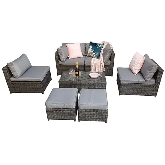 Cordoba Modular Lounge Sofa Set - Grey, Rattan Weave image