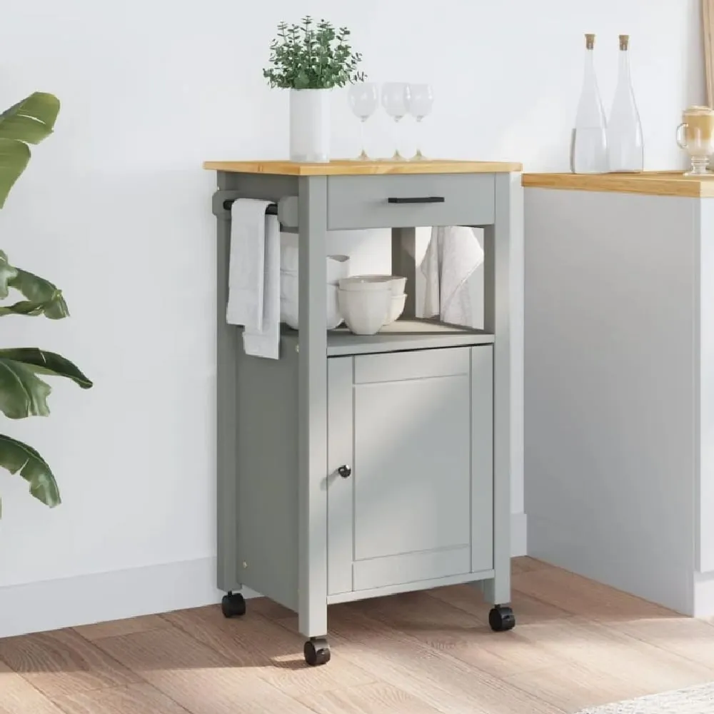 Cordova Kitchen Trolley with 1 Door & 1 Drawer - Grey Brown, Pine product