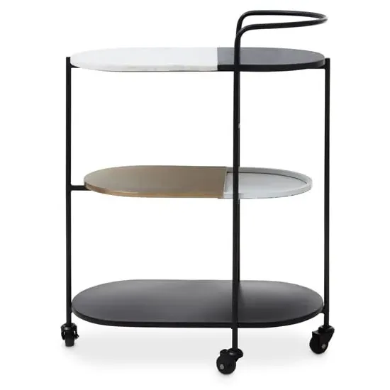Cordue 3-Tier Drinks Trolley - Black, Marble image