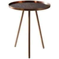 Cordue Glass Top Side Table - Matte Copper, Iron