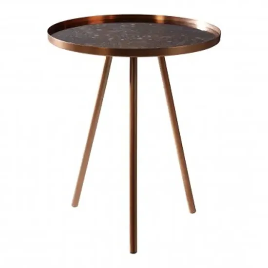 Cordue Glass Top Side Table - Matte Copper, Iron image