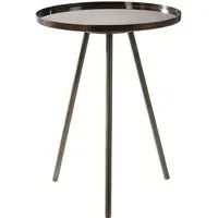Cordue Round Glass Top Side Table - Black, Iron