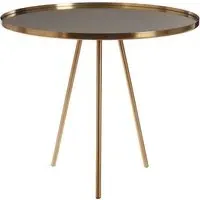 Cordue Round Glass Top Side Table - Gold, Iron