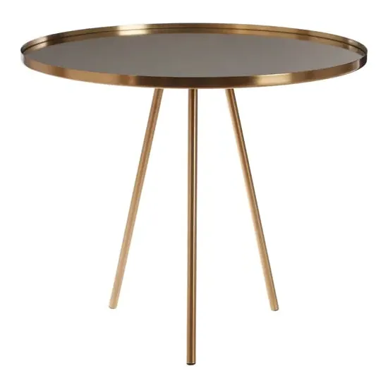 Cordue Round Glass Top Side Table - Gold, Iron