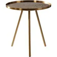 Cordue Round Glass Top Side Table - Warm Gold, Iron