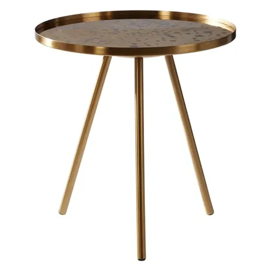 Cordue Round Glass Top Side Table - Warm Gold, Iron
