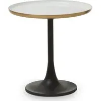 Cordue Round Side Table - White, Metal