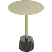 Cordue Round Side Table with Black Base - Gold
