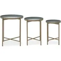 Cordue Set of 3 Side Tables - Grey, Metal