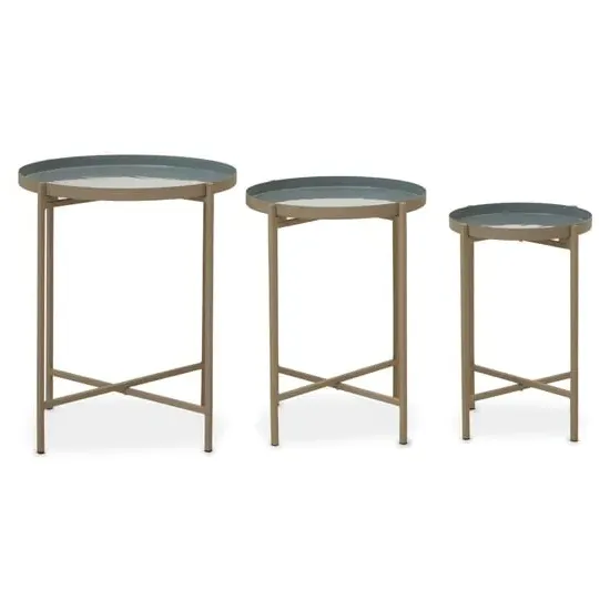 Cordue Set of 3 Side Tables - Grey, Metal image