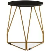 Cordue Side Table - Black, Marble
