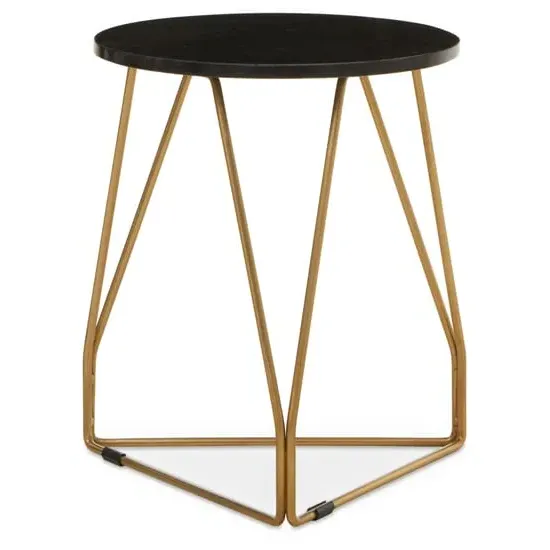 Cordue Side Table - Black, Marble