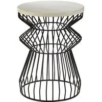 Coreca Round Side Table with Curved Base - White, Iron