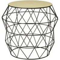 Coreca Round Side Table with Openwork Base - Ivory, Iron