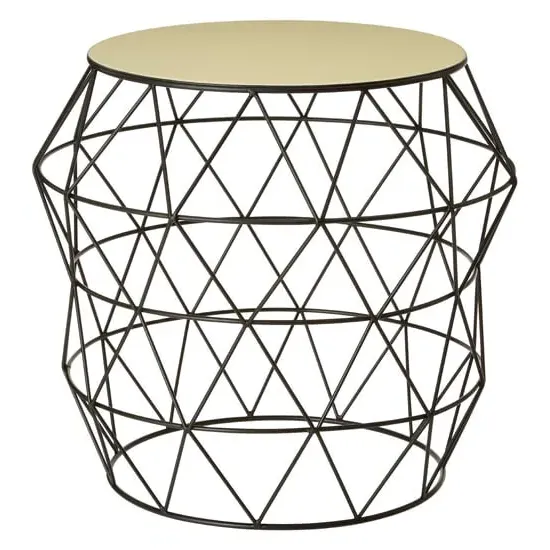 Coreca Round Side Table with Openwork Base - Ivory, Iron image