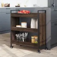 Corinth 3-Shelf Kitchen Trolley - Brown Oak