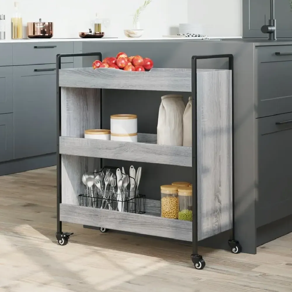 Corinth 3-Shelf Kitchen Trolley - Grey