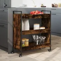 Corinth 3-Shelf Kitchen Trolley - Smoked Oak