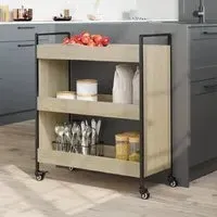 Corinth 3-Shelf Kitchen Trolley - Sonoma Oak