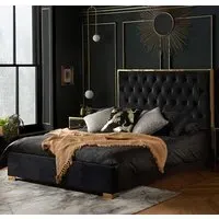 Corinth Double Bed - Black, Fabric
