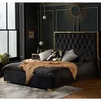Corinth King Size Bed Frame - Black, Fabric