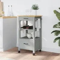 Corinth Kitchen Trolley with 2 Drawers - Grey, Oak