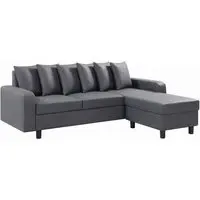 Cornelius L-Shaped Corner Sofa - Grey, Leather