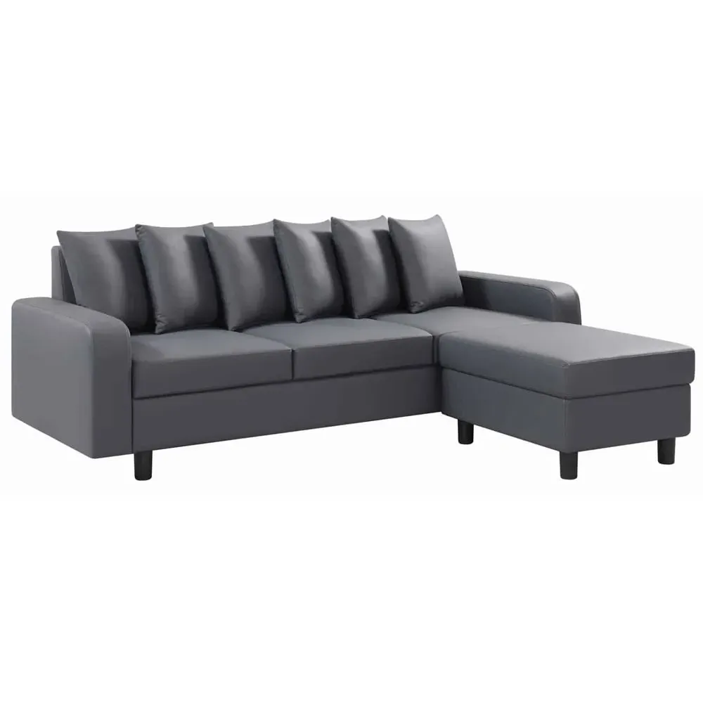 Cornelius L-Shaped Corner Sofa - Grey, Leather image