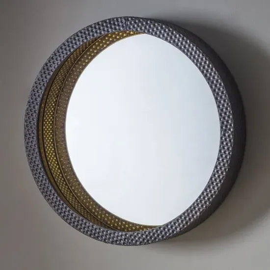 Corrick Round Wall Mirror - Black, Gold, Iron product