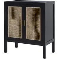 Corson Cane Rattan Sideboard with 2 Doors - Black