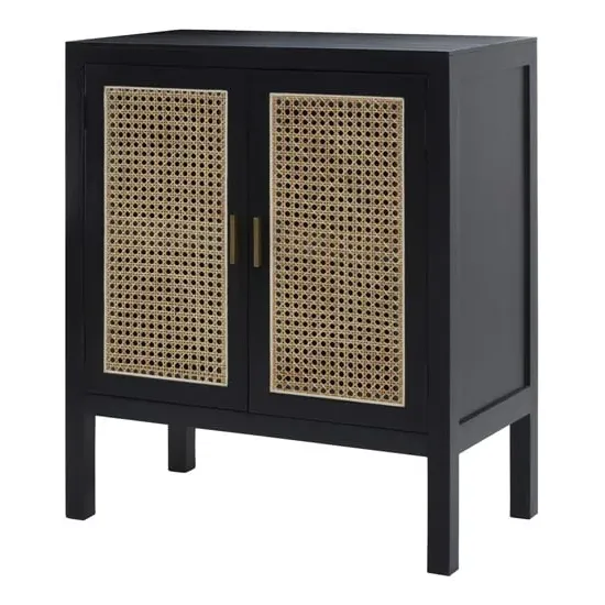 Corson Cane Rattan Sideboard with 2 Doors - Black