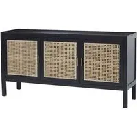 Corson Cane Rattan Sideboard with 3 Doors - Black