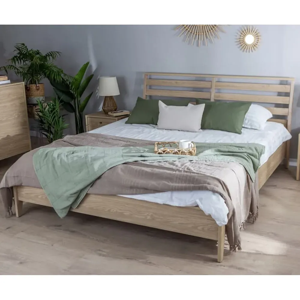 Cortez King Size Ottoman Storage Bed - Oiled Oak