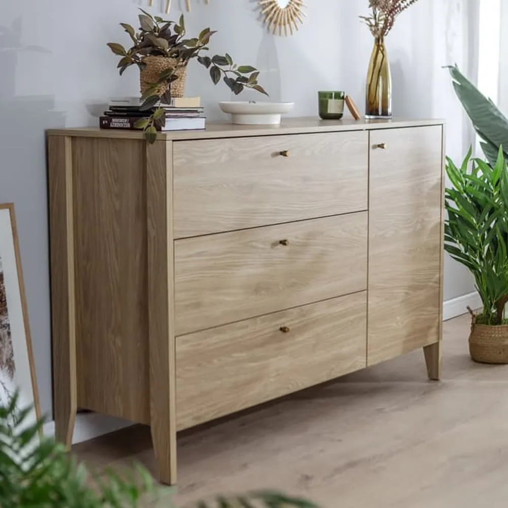 Cortez Sideboard with 1 Door 3 Drawers - Oiled Oak