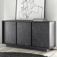 Corvi 3-Door Sideboard - Black, Marble Effect