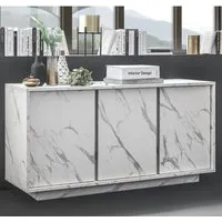 Corvi 3-Door Sideboard - White, Marble Effect