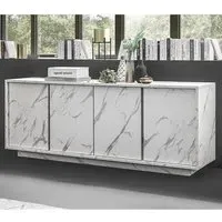Corvi 4-Door Sideboard - White, Marble Effect
