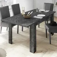Corvi Extendable Dining Table - Black Marble Effect, Wood