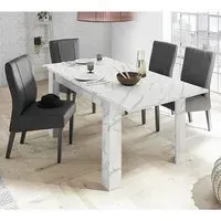 Corvi Extendable Dining Table Set with 6 Chairs - White Marble Effect
