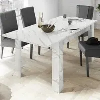 Corvi Extendable Dining Table - White Marble Effect, Wood