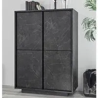 Corvi Highboard with 4 Doors - Black Marble Effect, Wood