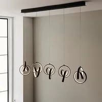 Cosma LED 5 Lights Linear Pendant Light - Black, Metal