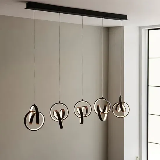 Cosma LED 5 Lights Linear Pendant Light - Black, Metal image