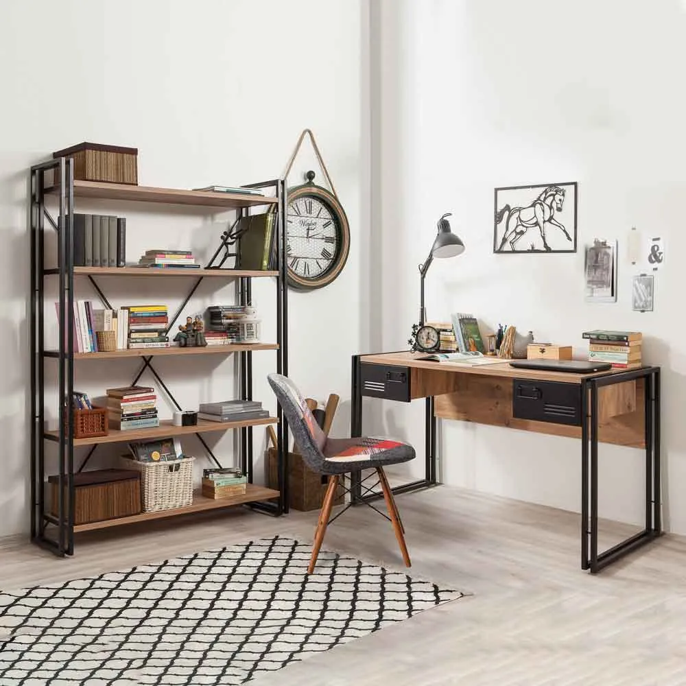Cosmo Laptop Desk and Bookcase Set - Black, Melamine Particleboard product