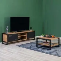 Cosmo TV Stand and Coffee Table Set - Atlantic Pine, Black alternate view