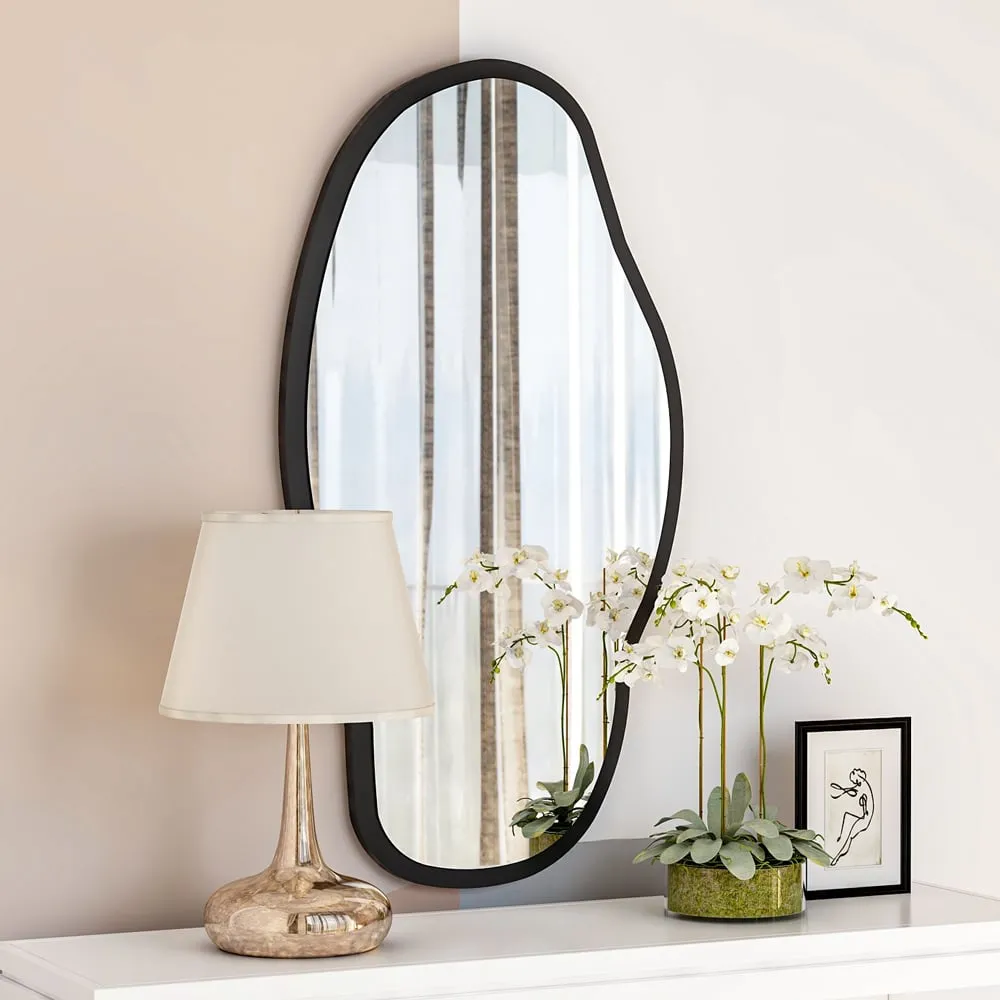 Couldy Wall Mirror with Black Wooden Frame - Black, MDF product