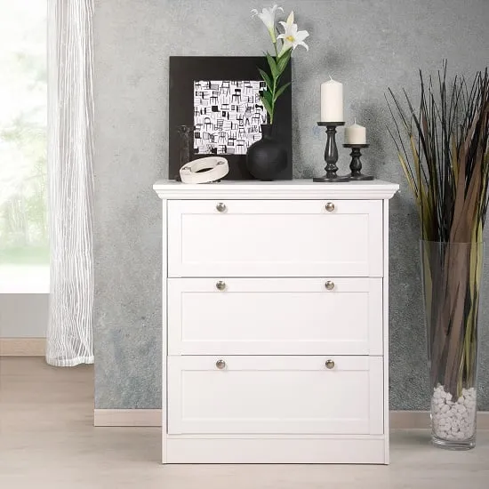 Country 3-Drawer Chest of Drawers - White, Chipboard image