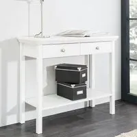 Country Console Table with 2 Drawers - White, Chipboard