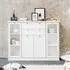 Country Glass Highboard with 4 Doors - White